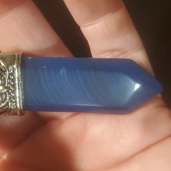 New Inverted Blue Striped Agate with Opalite Magical Pendant Healing Sword. - Picture 5 of 8